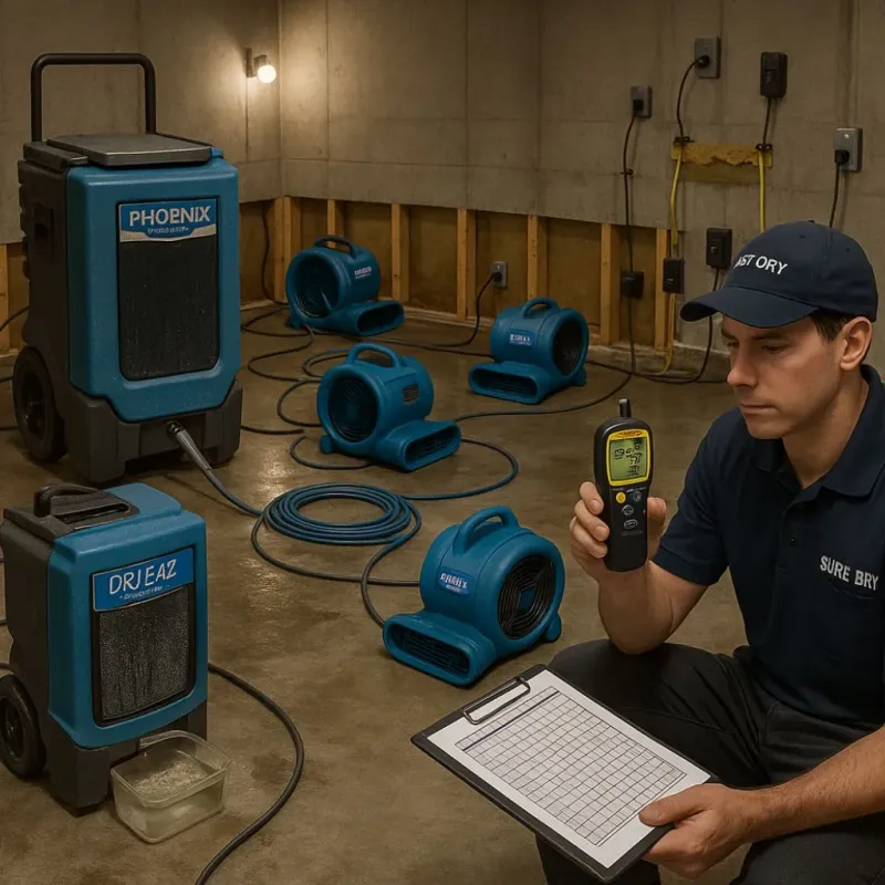 Structural Drying and Dehumidification process in Wrightstown, WI